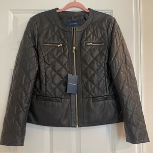 Cole Haan Women’s slim fit quilted leather jacket